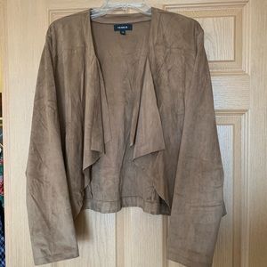 Beige/Cognac Faux Suede Draped Jacket
